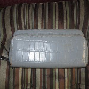 ❤️KOOBA Light Blue Croc Leather Clutch ID Wallet Wristlet